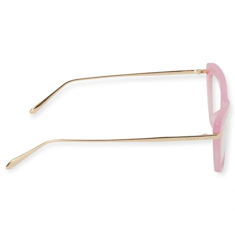 DIFF Mila Bluelight Glasses Coquille Pink & Gold Frame Blue Blocking Lenses